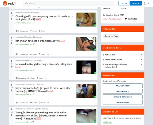 A Review Screenshot of Reddit /Indian porn