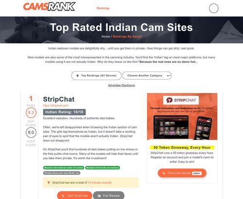 A Review Screenshot of CamsRank Indian